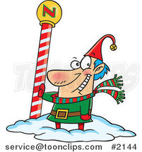 Cartoon Christmas Elf by the North Pole by Toonaday