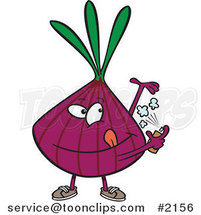 Cartoon Purple Onion Spraying on Deodorant by Toonaday