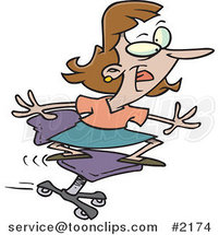 Cartoon Business Woman Surfing on Her Office Chair by Toonaday