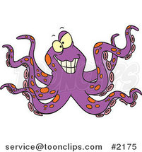 Cartoon Octopus Smiling by Toonaday