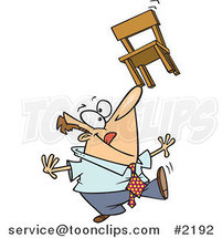 Cartoon Business Man Balancing a Chair on His Nose by Toonaday