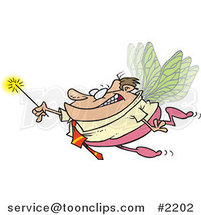 Cartoon Business Man Fairy Holding a Magic Wand by Toonaday