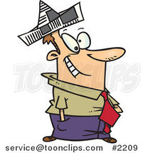 Cartoon Business Man Wearing a Newspaper Hat by Toonaday
