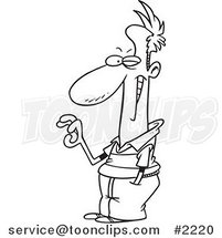 Cartoon Black and White Line Drawing of a Guy Winking and Gesturing OK by Toonaday