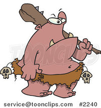 Cartoon Ogre Carrying a Club by Toonaday