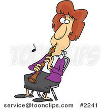 Cartoon Lady Sitting and Playing an Oboe by Toonaday