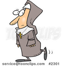 Cartoon Walking Nun by Toonaday