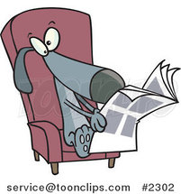 Cartoon Chair and Reading the News by Toonaday