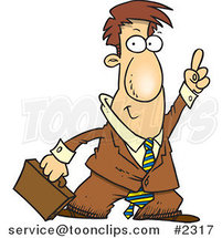Cartoon Business Man Holding His Finger up by Toonaday