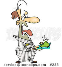 Disgusted Cartoon Prisoner Holding a Plate of Green Food by Toonaday