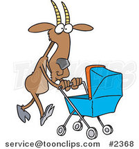 Cartoon Nanny Goat Pushing a Tram by Toonaday