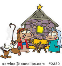 Cartoon Children Acting out a Nativity Scene by Toonaday