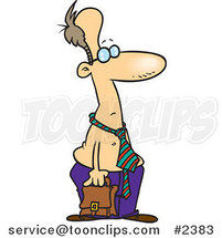 Cartoon Shirtless Business Man Carrying a Briefcase by Toonaday