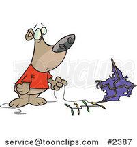 Cartoon Bear with a Crashed Kite by Toonaday