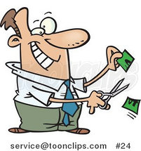 Cartoon Businessman Cutting Money in Half by Toonaday