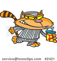 Cartoon Cat Con Drinking a Soda by Toonaday