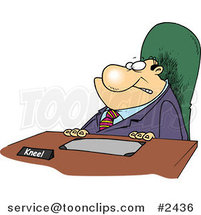 Cartoon Business Man with a Kneel Sign on His Desk by Toonaday