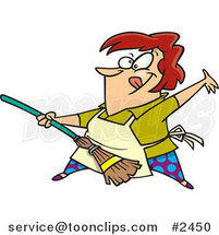 Cartoon Lady Rocking out with a Broom by Toonaday