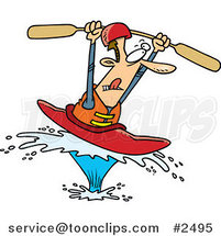 Cartoon Kayaking Guy on a Big Splash by Toonaday