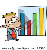 Cartoon Businessboy Pointing to a Bar Graph by Toonaday