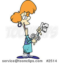 Cartoon Lady Holding an Opportunity Key by Toonaday