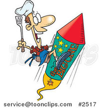 Cartoon Cook on a Fourth of July Rocket by Toonaday
