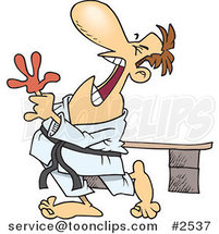 Cartoon Karate Guy with a Hurt Hand by Toonaday