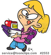 Cartoon Keen Girl Carrying Binders by Toonaday