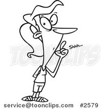 Cartoon Black and White Line Drawing of a Jazzercise Lady with a Secret by Toonaday