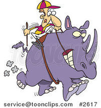 Cartoon Jockey Riding a Rhino by Toonaday