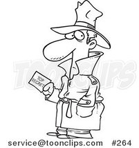 Cartoon Coloring Page Line Art of an Undercover Agent Carrying Top Secret Information by Toonaday