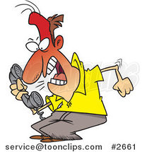 Cartoon Irate Guy Screaming into a Phone by Toonaday