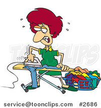 Cartoon Mad Housewife Ironing Clothes by Toonaday