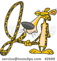 Cartoon Jaguar with His Tail in the Shape of a J by Toonaday