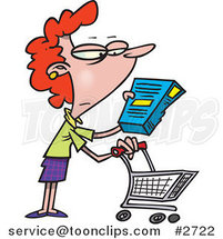 Cartoon Shopping Lady Reading an Ingredient Label by Toonaday