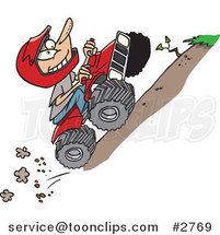 Cartoon Boy Riding an ATV Uphill by Toonaday