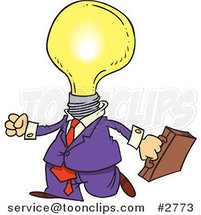 Cartoon Light Bulb Headed Business Man by Toonaday