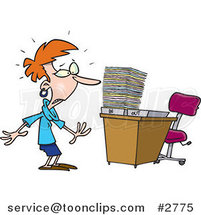 Cartoon Business Woman with a Piled Inbox by Toonaday