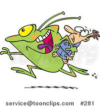 Cartoon Frog like Monster or Alien Abducting a Scared Guy by Toonaday