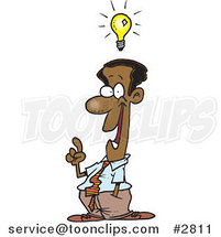 Cartoon Black Business Man with a Creative Idea by Toonaday