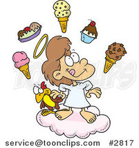 Cartoon Girl in Heaven with Ice Cream by Toonaday