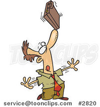 Cartoon Idle Business Man Balancing a Briefcase on His Nose by Toonaday