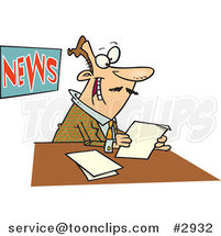 Cartoon News Anchorman Reading by Toonaday