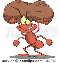 Cartoon Worker Ant Carrying a Crumb by Toonaday