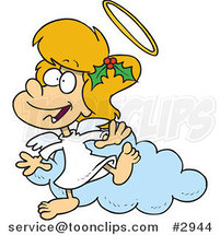 Cartoon Angel Girl with Holly in Her Hair by Toonaday