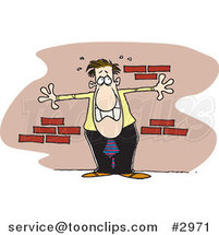 Cartoon Anxious Business Man up Against a Wall by Toonaday