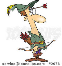 Cartoon Robin Hood with an Arrow on His Forehead by Toonaday