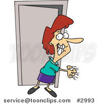 Cartoon Anxious Lady Scratching a Wall by Toonaday