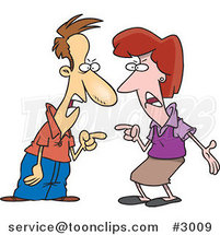 Cartoon Couple Engaged in an Argument by Toonaday