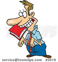 Cartoon Approval Seeking Employee with a Book in His Mouth by Toonaday